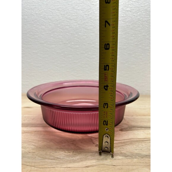 Vtg 1991 Pyrex Vision Cranberry Coning Cookware 1-Qt/L Round Casserole With Lids - Picture 12 of 16